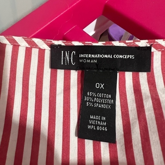 International Concepts INC Plus Size 0X Tucked Sleeve Shirt Stripe - Picture 5 of 9